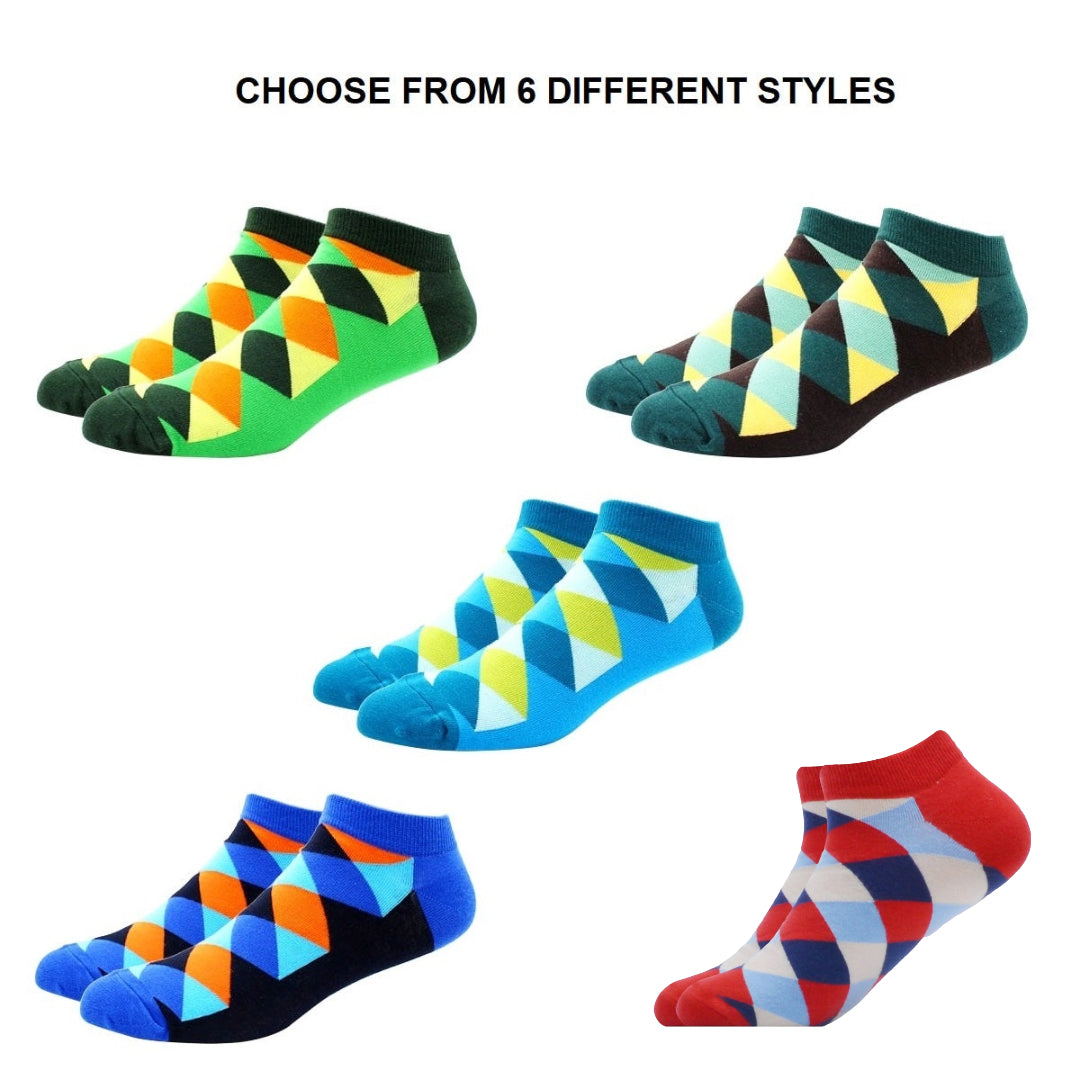 Colorful Argyle Ankle Socks (Adult Large - Men's Shoe Sizes 8-12) from the Sock Panda