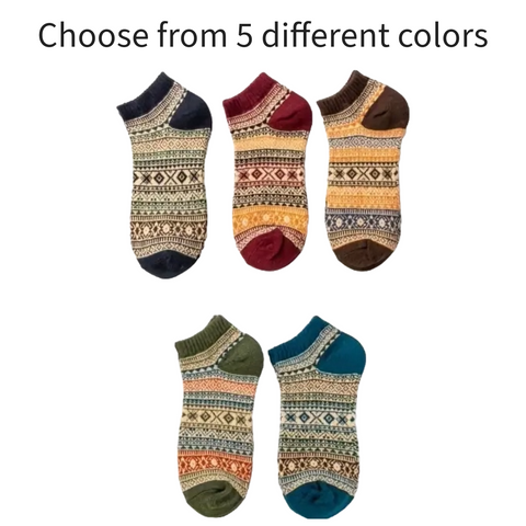 Warm Woolen Block Knitting Ankle Socks (Adult Large)