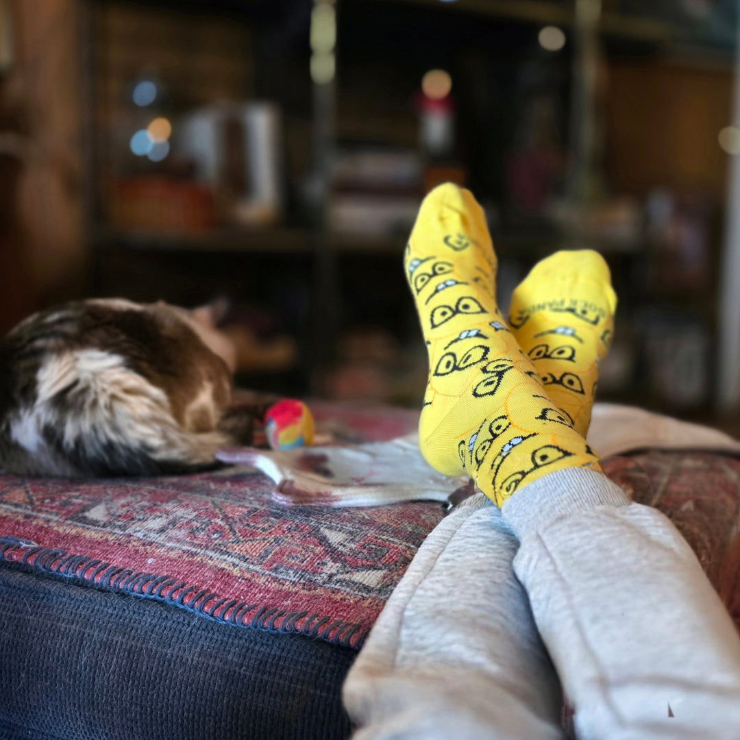 Happy Nerd Face Emoji Socks from the Sock Panda