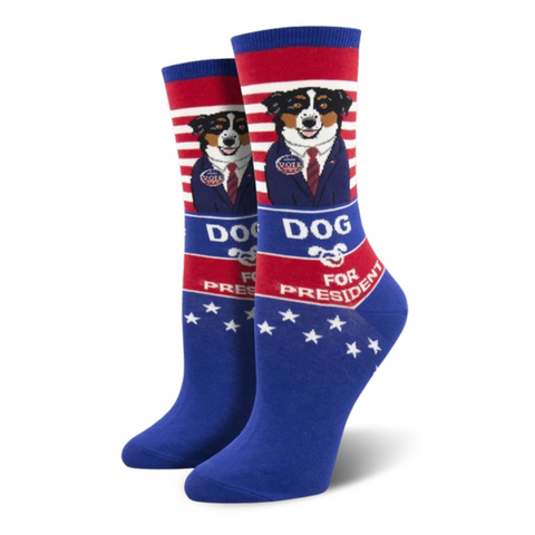 Dog for President Crew Socks (Adult Medium - Women's Shoe Sizes 5-10)