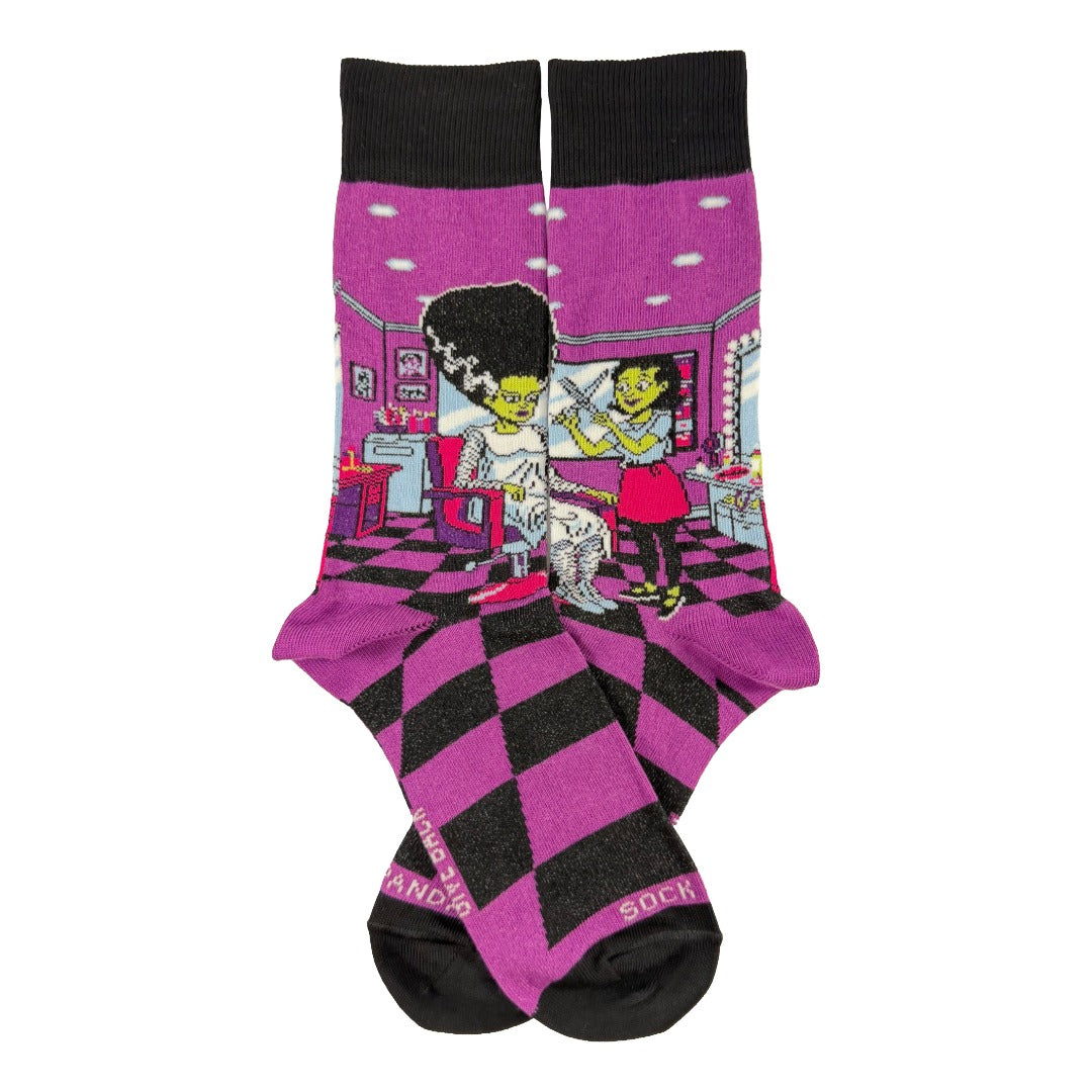 Bride of Frankenstein Haircut Socks (Adult Medium - Women's Shoe Sizes 5-10)