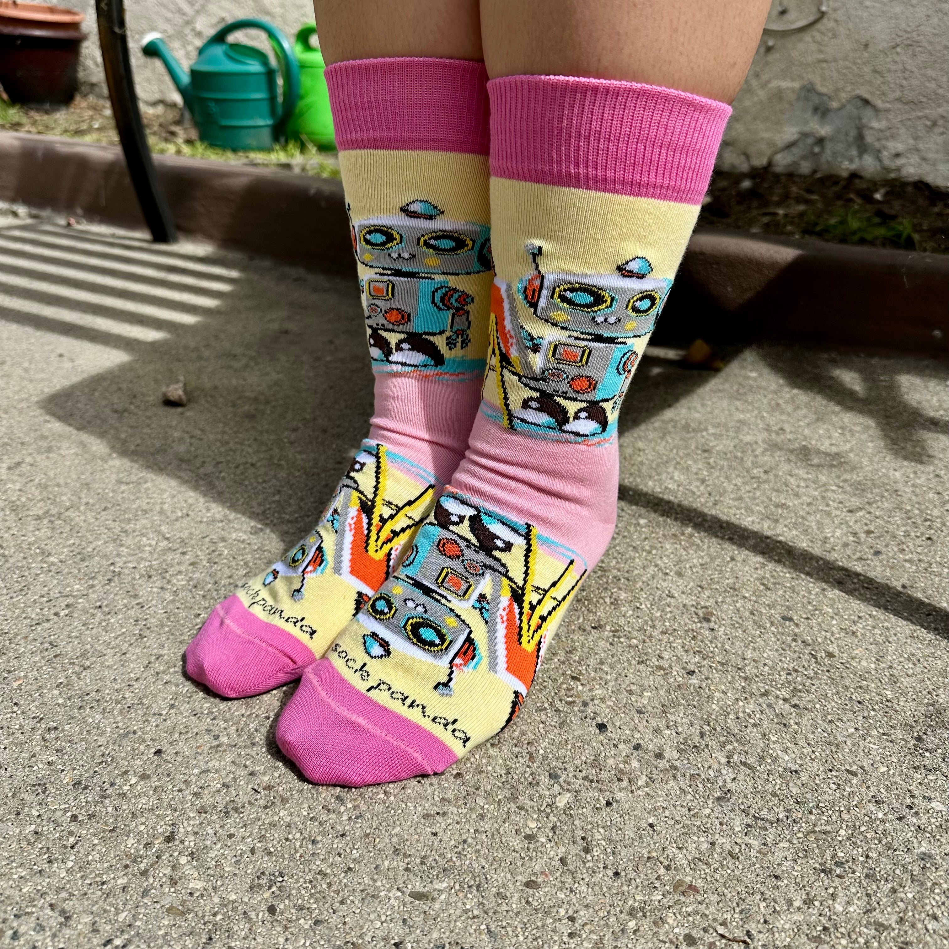 Robot Artist Socks from the Sock Panda (Adult Medium - Women's Shoe Sizes 5-10)