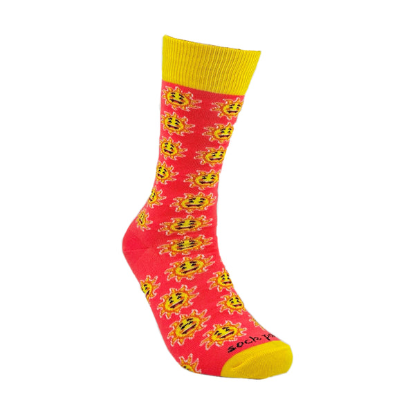 Smiley Sun Face Patterned Sock Panda (Adult Medium)