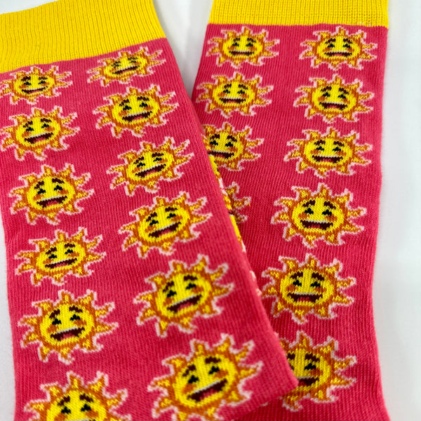 Smiley Sun Face Patterned Sock Panda (Adult Medium)