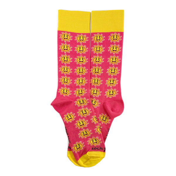 Smiley Sun Face Patterned Sock Panda (Adult Medium)
