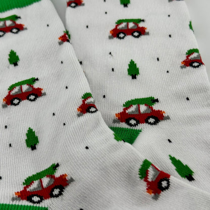 Christmas Tree on a Car Socks from the Sock Panda (Adult Medium)