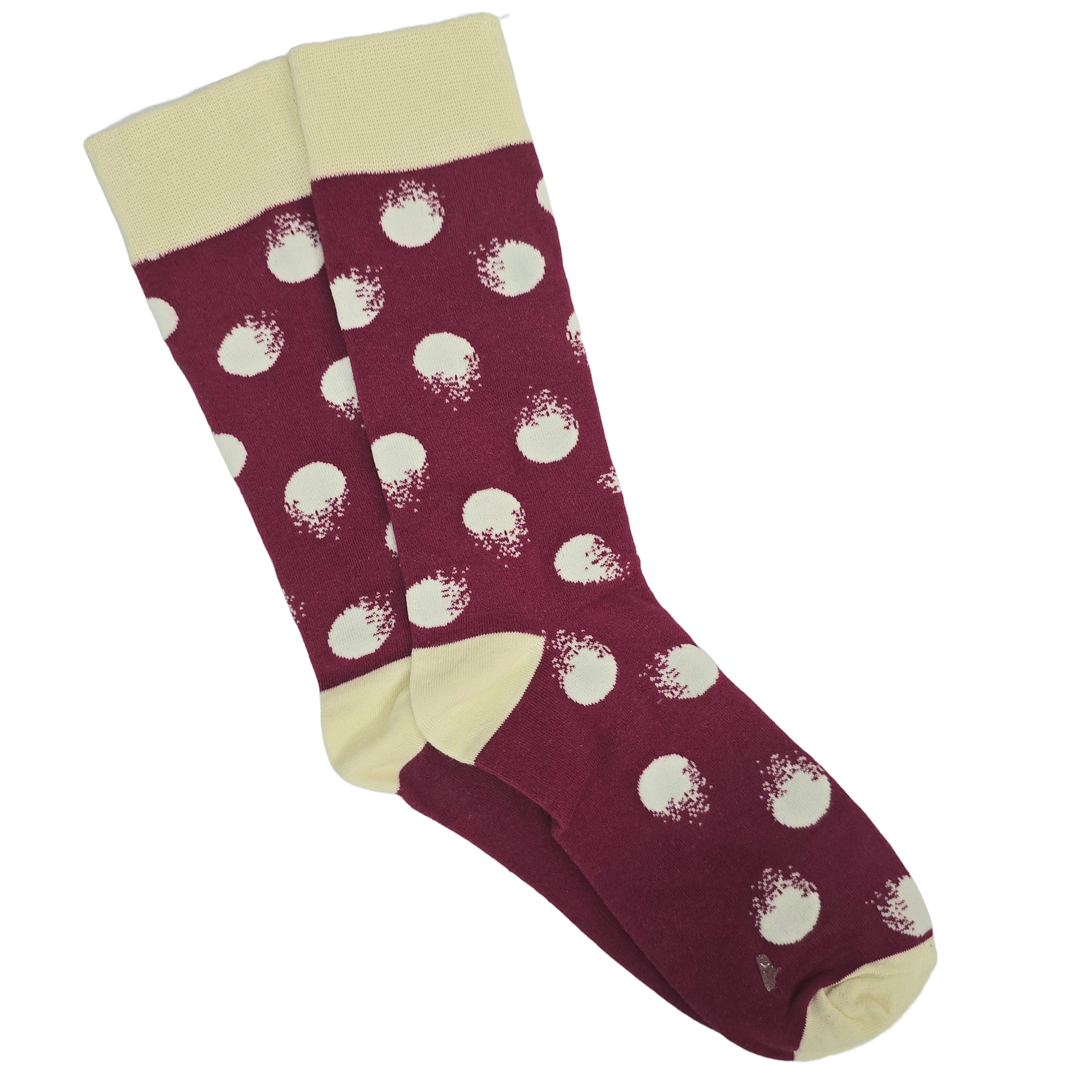 Dark Red and White Patterned Socks (Adult Large - Men's Shoe Sizes 8-12)