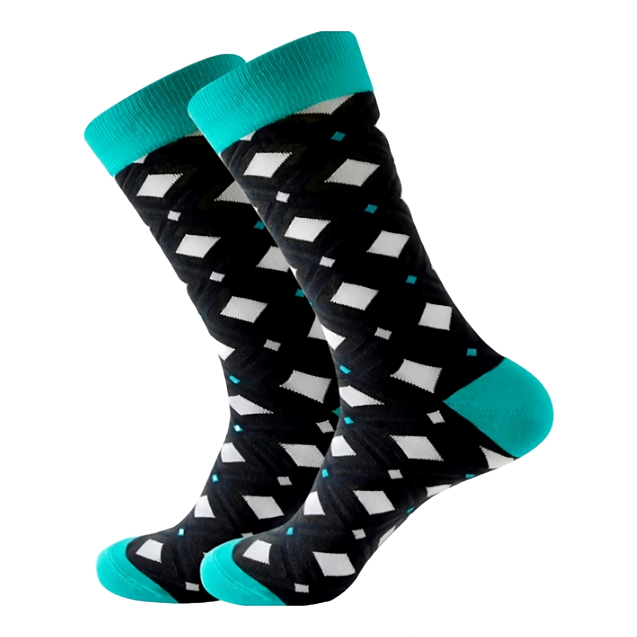 White Diamond on Black Socks from the Sock Panda (Adult Large - Men's Shoe Sizes 8-12)