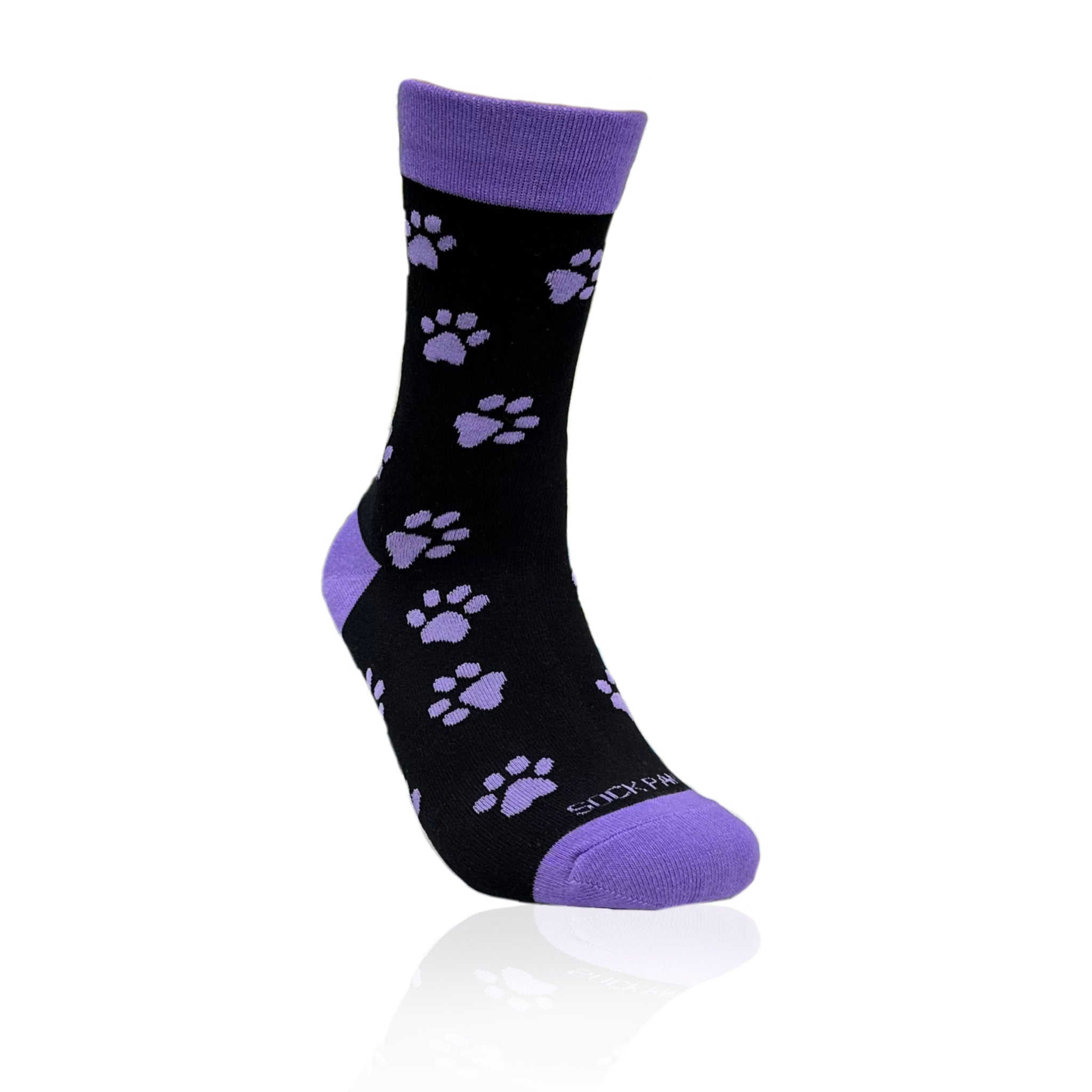 Purple Paw Print Dog Lover Socks from the Sock Panda