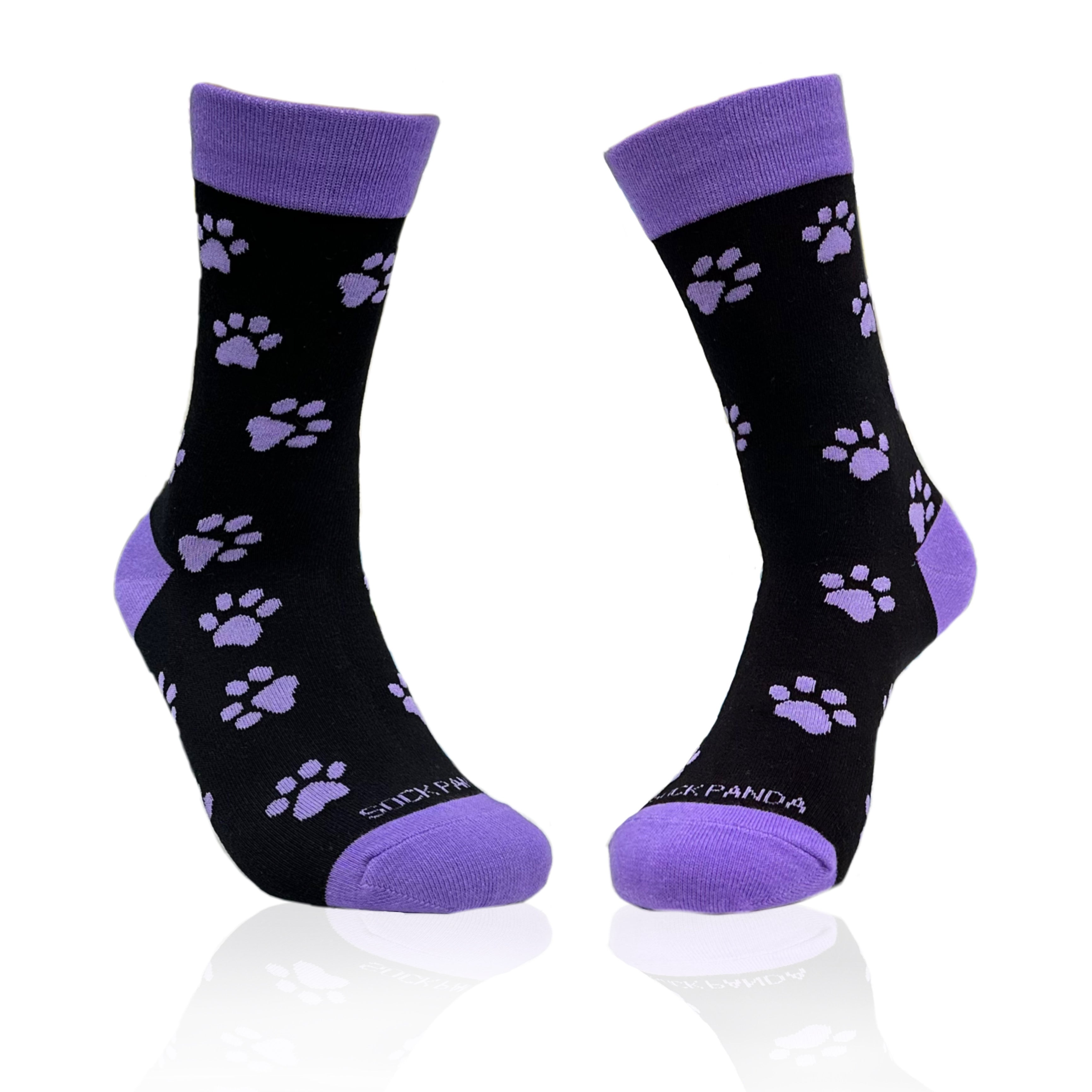 Purple Paw Print Dog Lover Socks from the Sock Panda