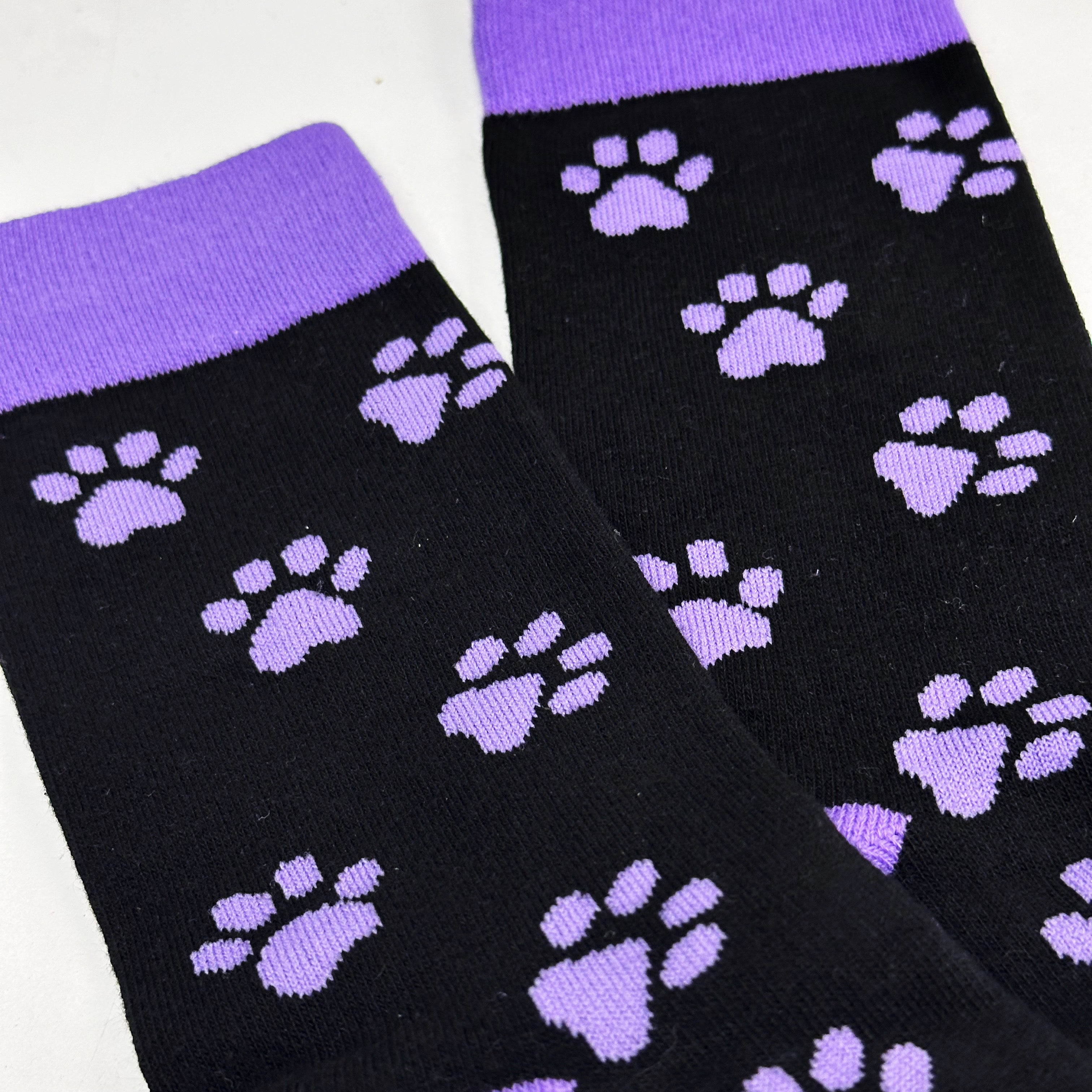 Purple Paw Print Dog Lover Socks from the Sock Panda