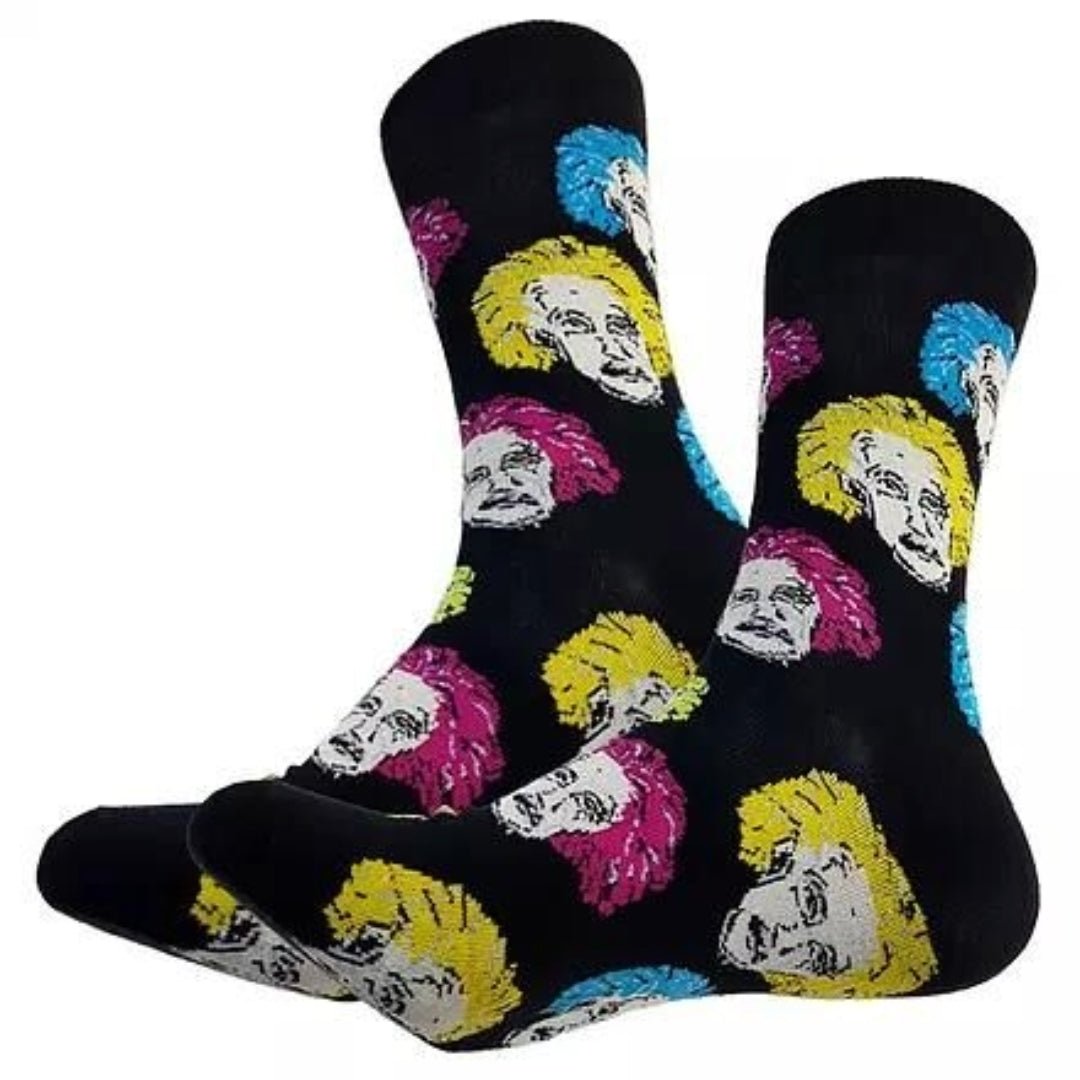 Albert Einstein Socks from the Sock Panda (Adult Large - Men's Shoe Sizes 8 - 12)