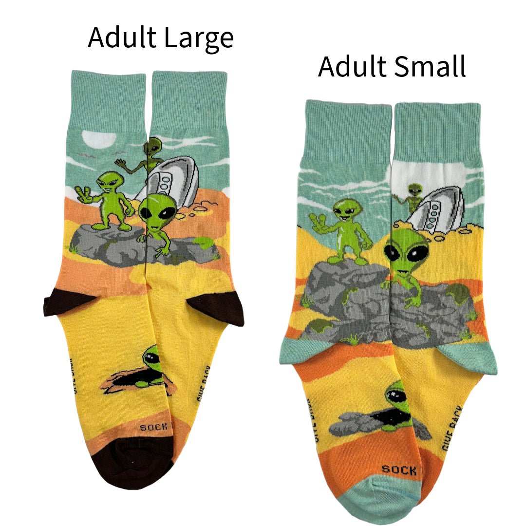 Alien Desert Crash Landing Socks from the Sock Panda