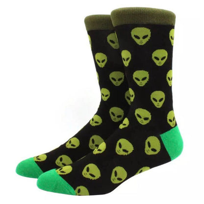 Alien Face Pattern Socks from the Sock Panda (Adult Large - Men's Shoe Sizes 8 - 12)