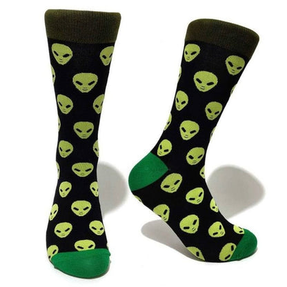 Alien Face Pattern Socks from the Sock Panda (Adult Large - Men's Shoe Sizes 8 - 12)