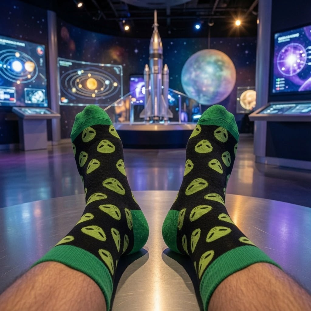 Alien Face Pattern Socks from the Sock Panda (Adult Large - Men's Shoe Sizes 8-12) AlienFacePattLg