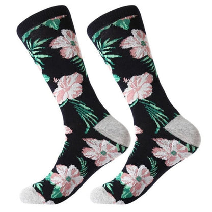 Aloha Hawaiian Floral Hibiscus Pattern Socks (Adult Large)