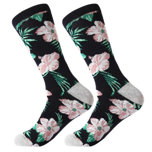 Aloha Hawaiian Floral Hibiscus Pattern Socks (Adult Large)