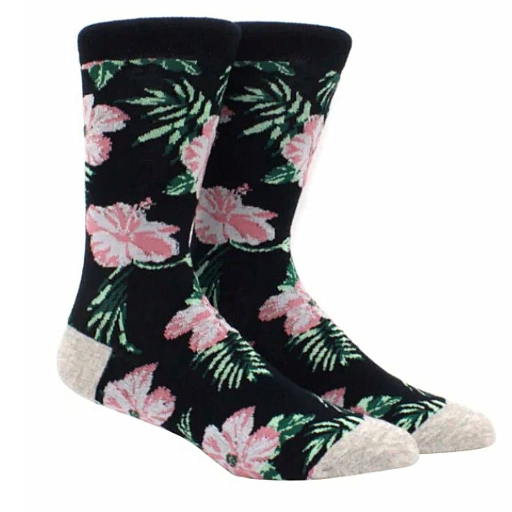 Aloha Hawaiian Floral Hibiscus Pattern Socks (Adult Large)