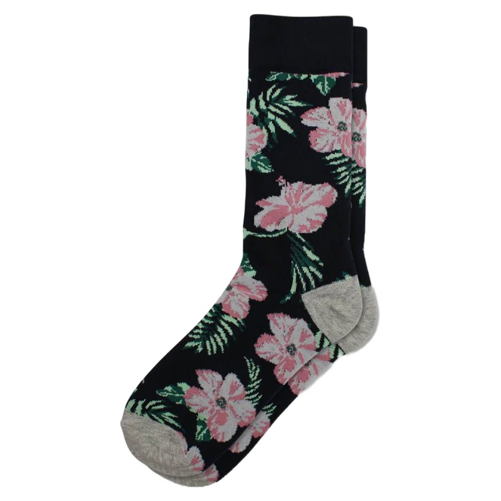 Aloha Hawaiian Floral Hibiscus Pattern Socks (Adult Large)