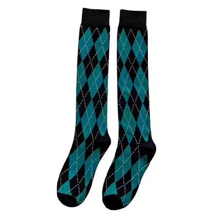 Argyle Socks from the Sock Panda (Knee High) Forest Green and Black darkGreenArgKneeMd