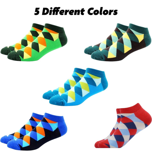 Colorful Argyle Ankle Socks (Adult Large - Men's Shoe Sizes 8-12) from the Sock Panda
