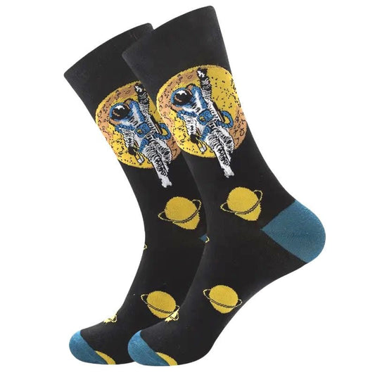 Astronaut by the Moon Socks from the Sock Panda (Adult Large - Men's Shoe Sizes 8 - 12)