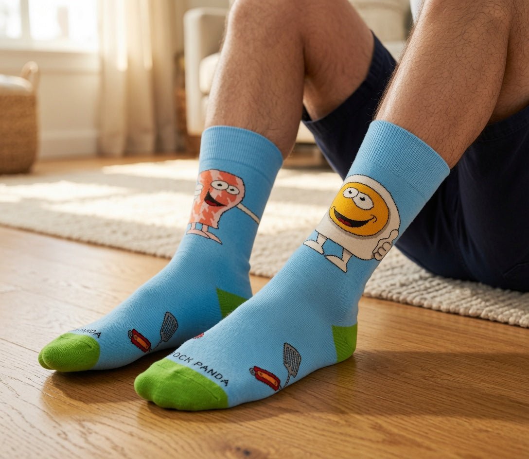 Bacon and Eggs - The Ultimate Partnership Sock (Left / Right) from the Sock Panda Bacon and Eggs