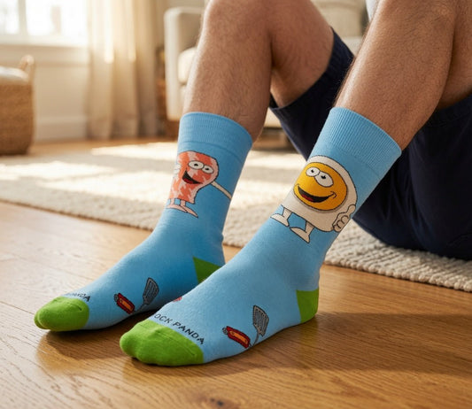Bacon and Eggs - The Ultimate Partnership Sock (Left / Right) from the Sock Panda Bacon and Eggs