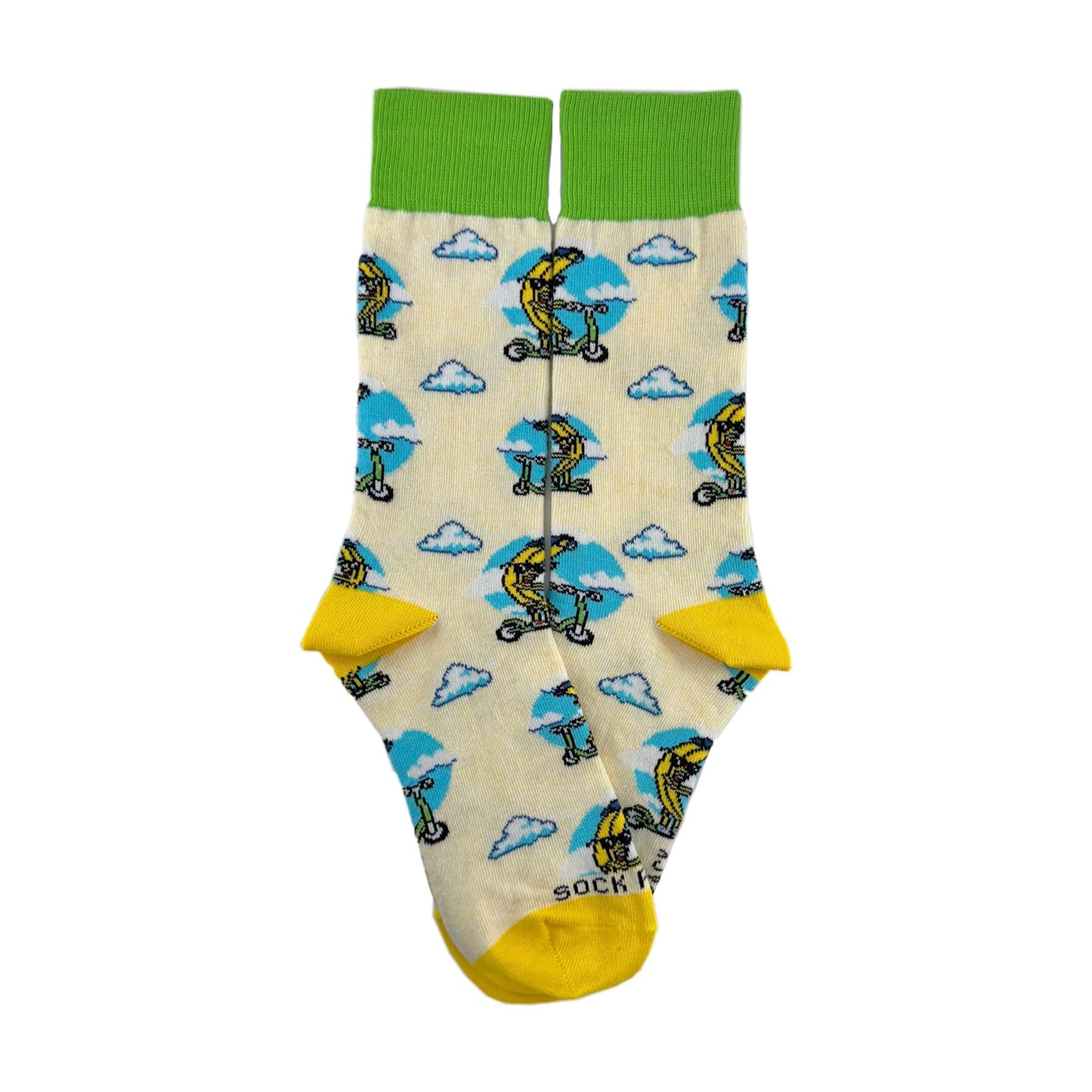 Banana Scooter Socks from the Sock Panda (Adult Small - Shoe Sizes 2 - 5)