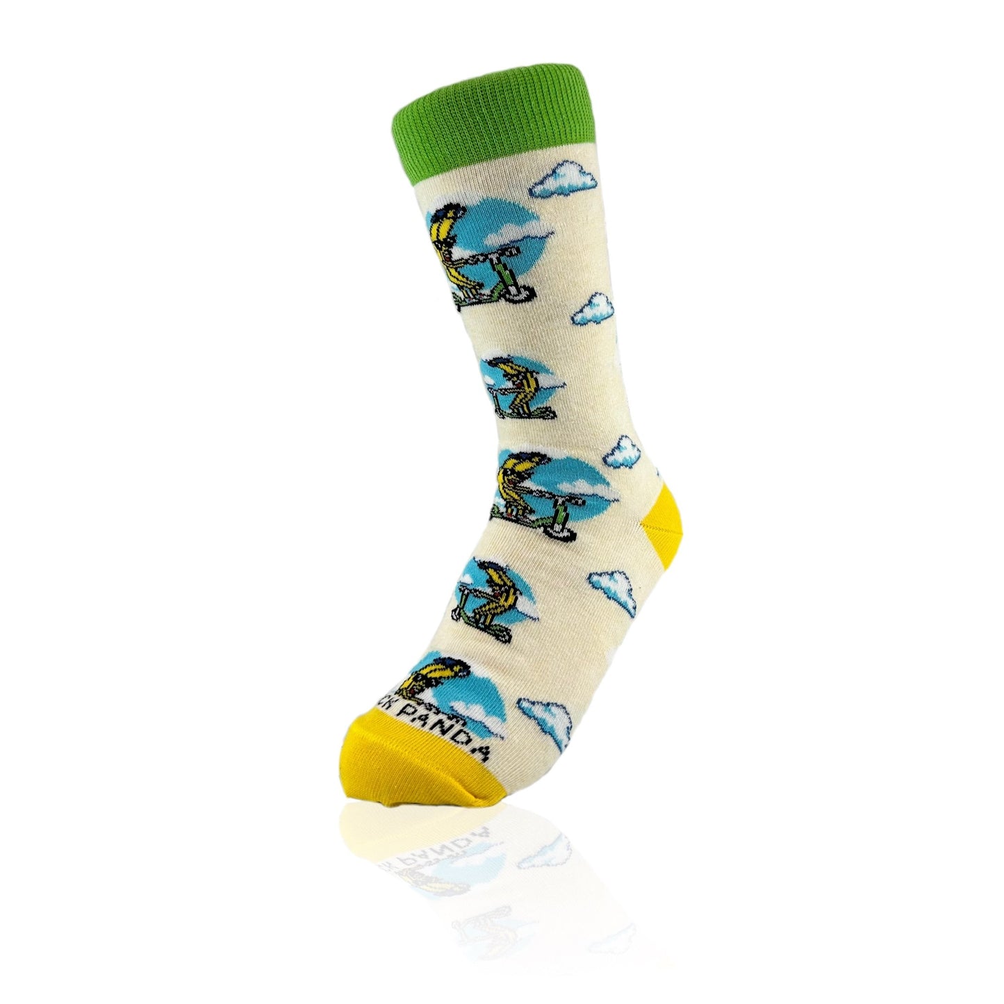 Banana Scooter Socks from the Sock Panda (Adult Small - Shoe Sizes 2 - 5)