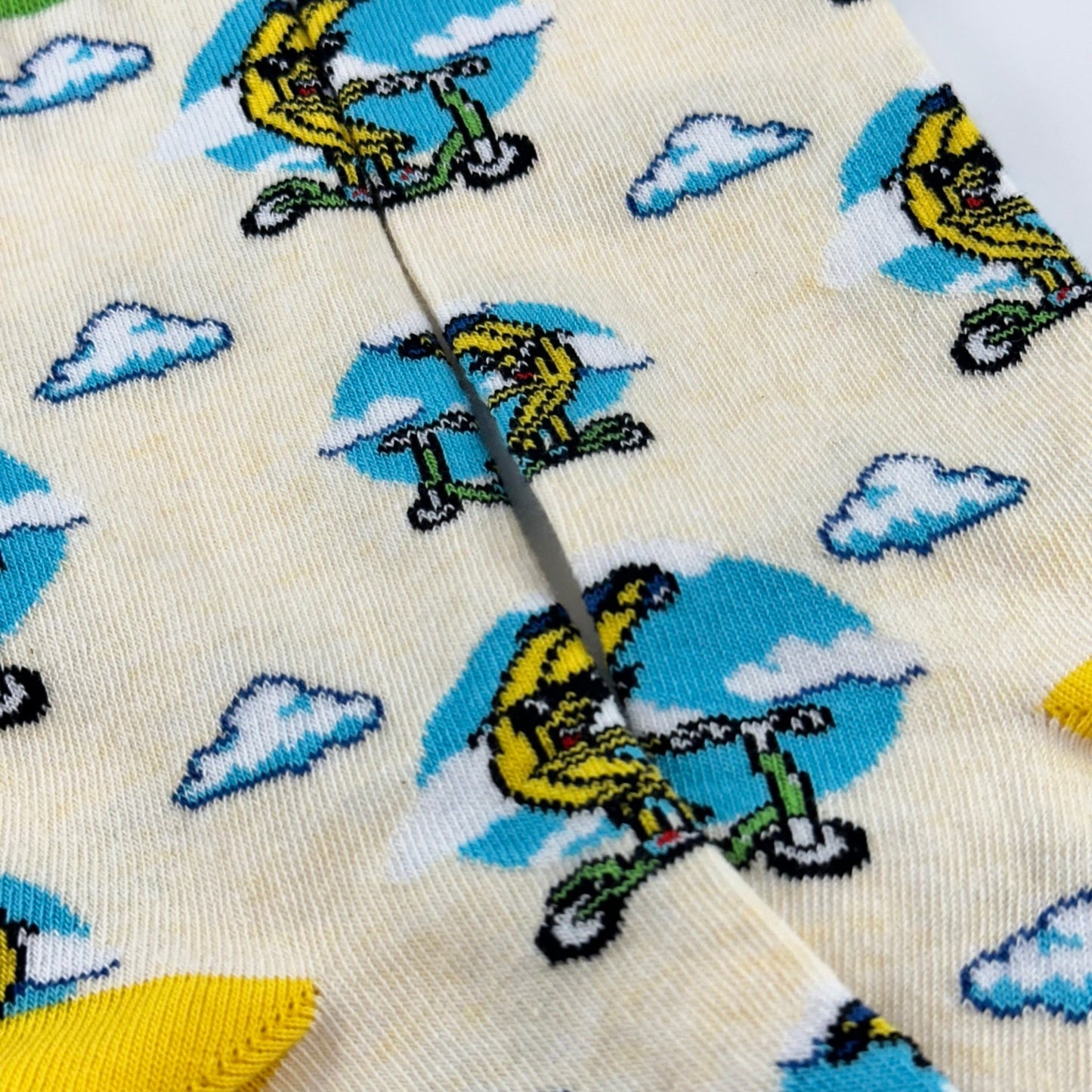 Banana Scooter Socks from the Sock Panda (Adult Small - Shoe Sizes 2 - 5)