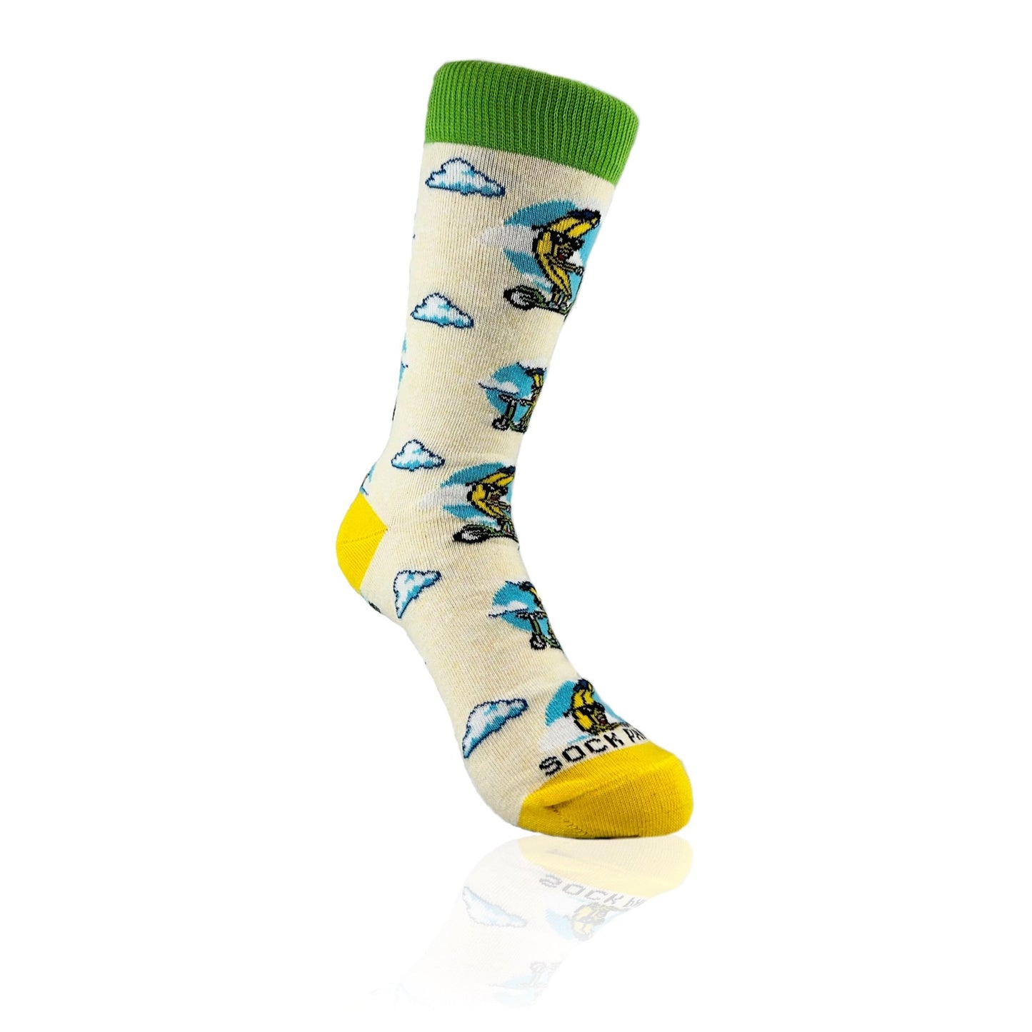 Banana Scooter Socks from the Sock Panda (Adult Small - Shoe Sizes 2 - 5)