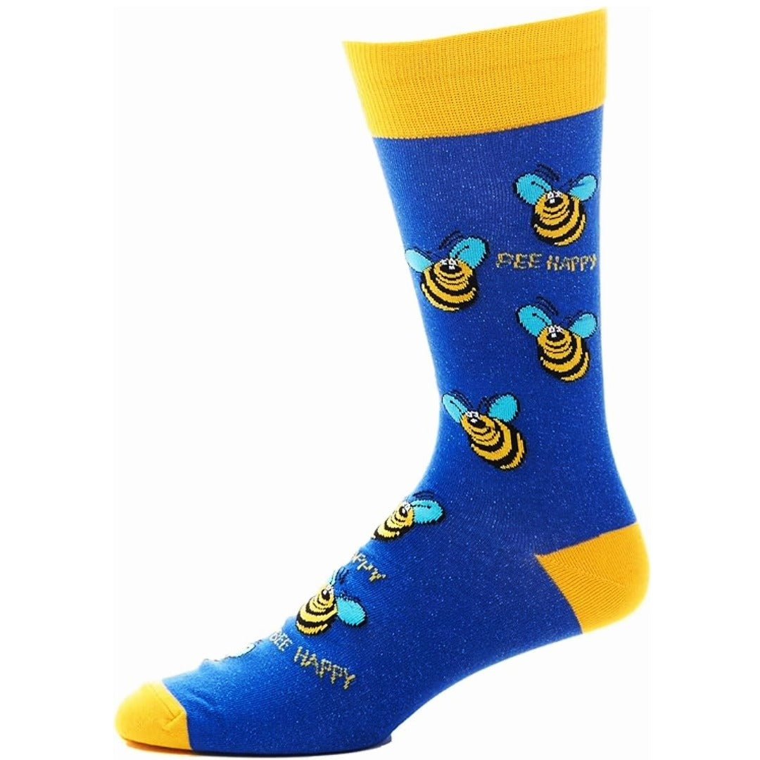 Bee Happy Socks (Adult Large - Men's Shoe Sizes 8 - 12)