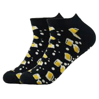 Beer Glasses Patterned Ankle Socks (Adult Large - Men's Shoe Sizes 8 - 12)