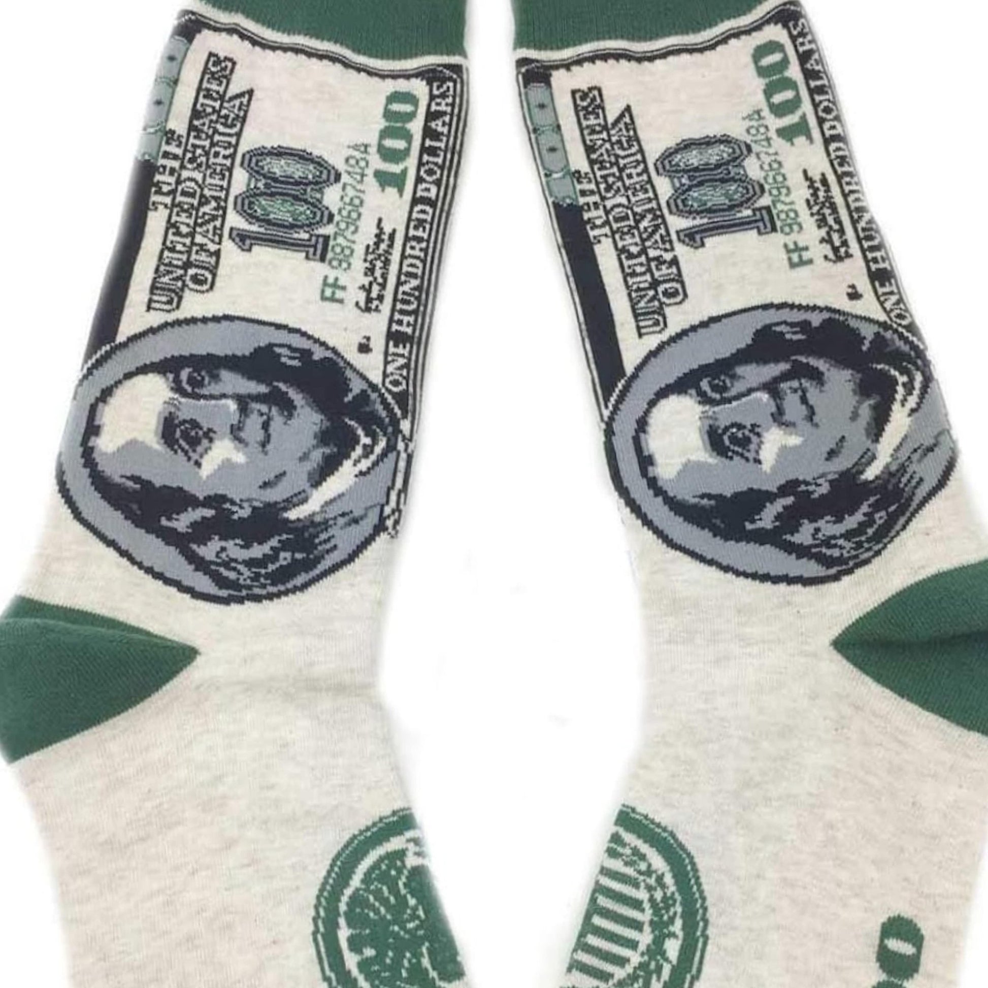Benjamin Franklin 100 Dollar Bill Socks (Adult Large)
