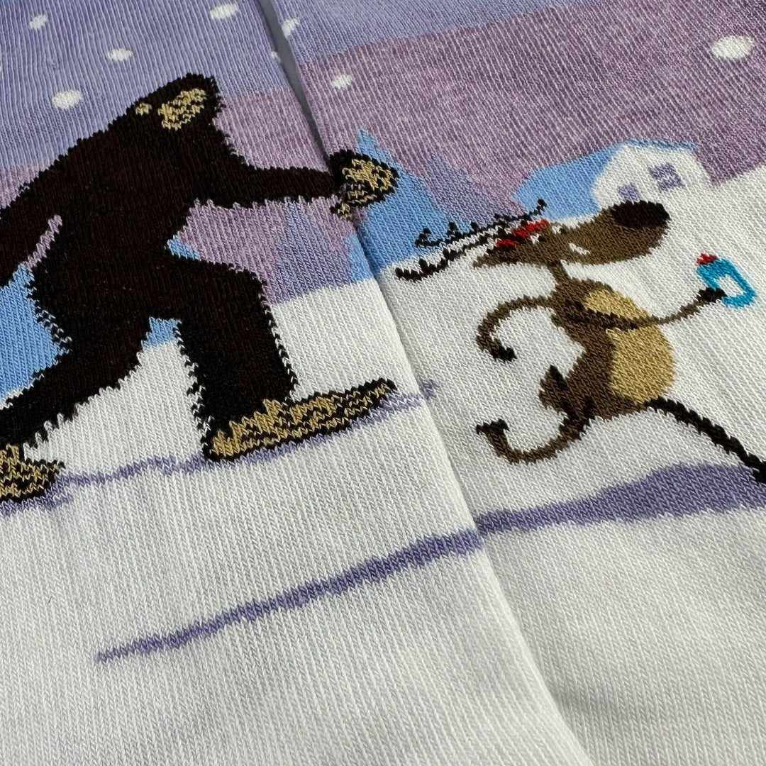 Bigfoot with Reindeer and Penguin Socks from the Sock Panda (Adult Large - Men's Shoe Sizes 8 - 12)