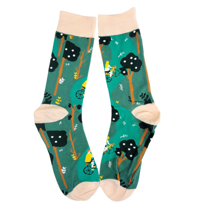 Bike Ride in the Park Socks from the Sock Panda (Adult Medium - Women's Shoe Sizes 5 - 10)