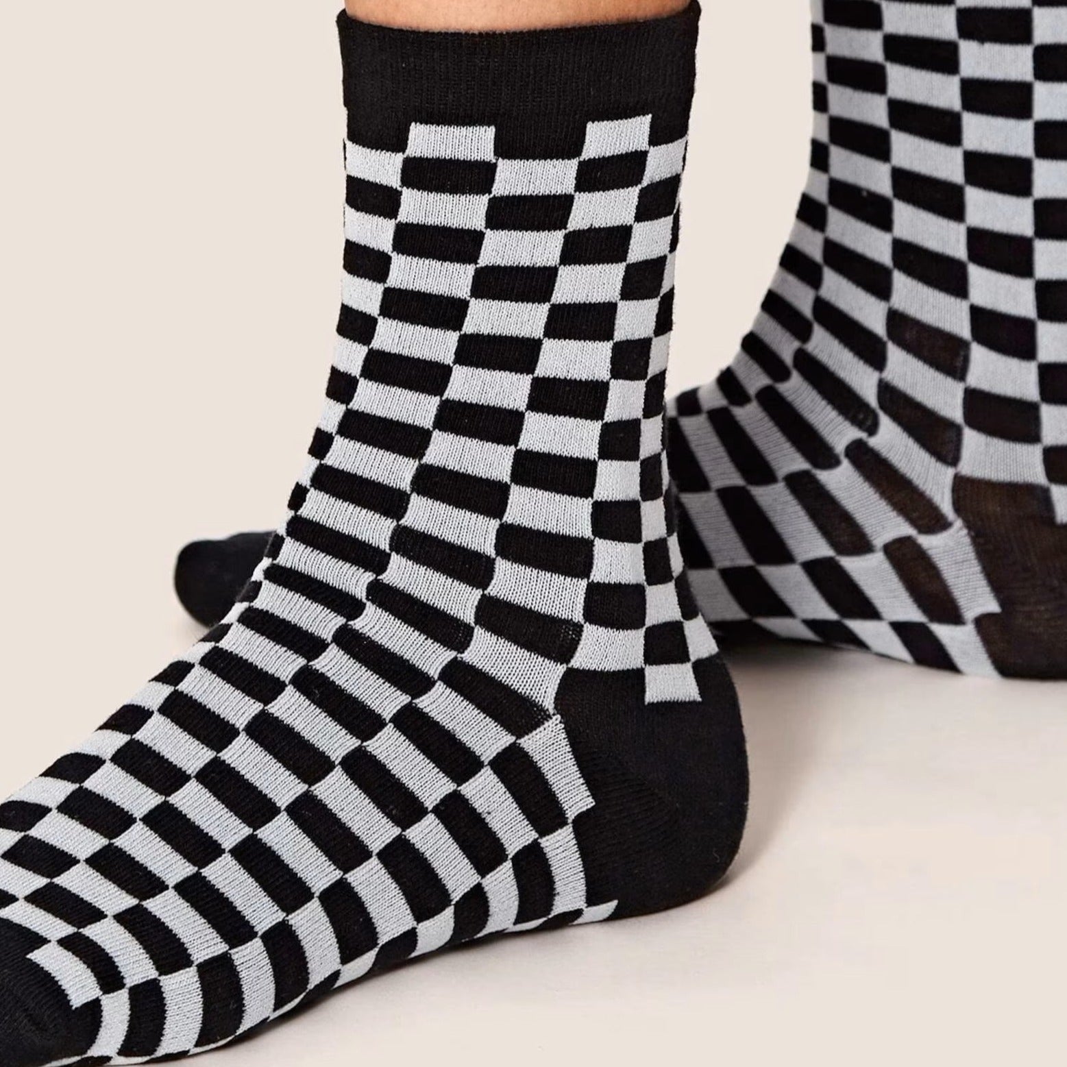 Black and Gray Checkered Socks from the Sock Panda (Adult Medium - Women's Shoe Sizes 5 - 10)
