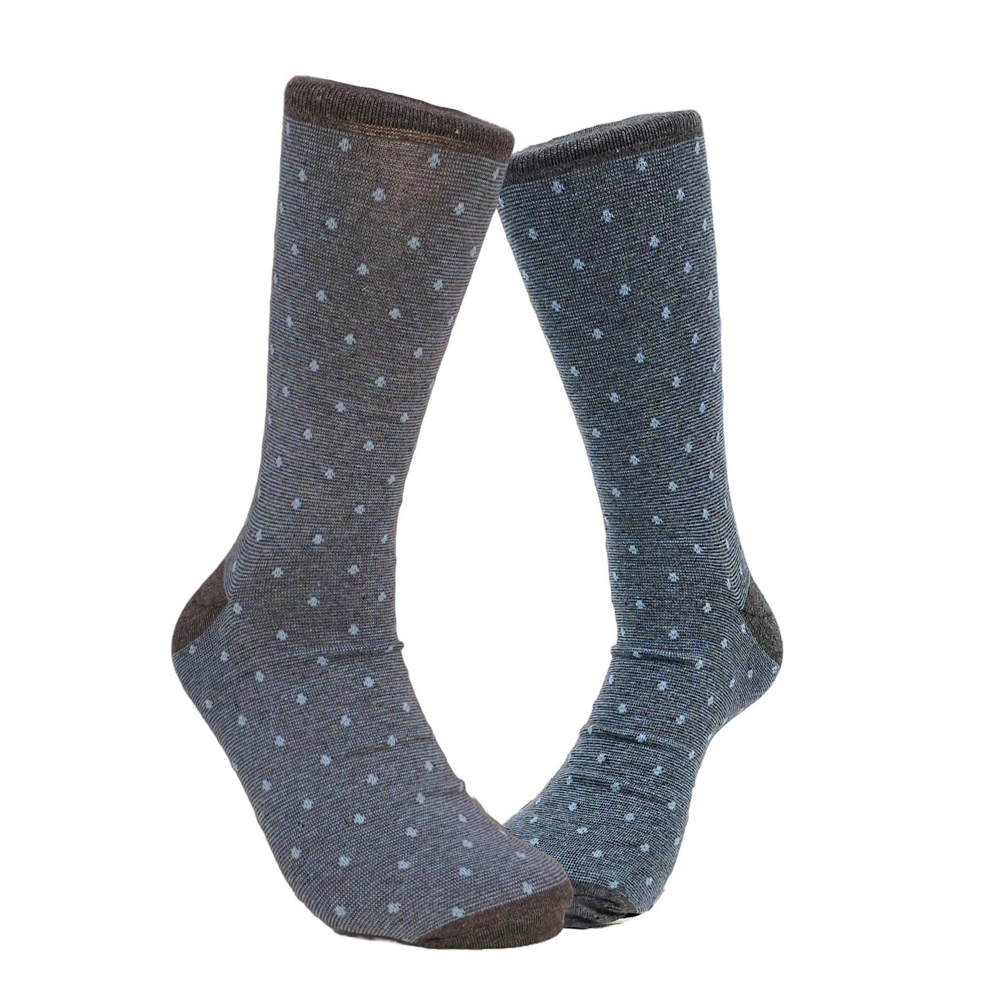 Blue Gray Polka Dot Jacquard Socks (Adult Large - Men's Shoe Sizes 8 - 12)