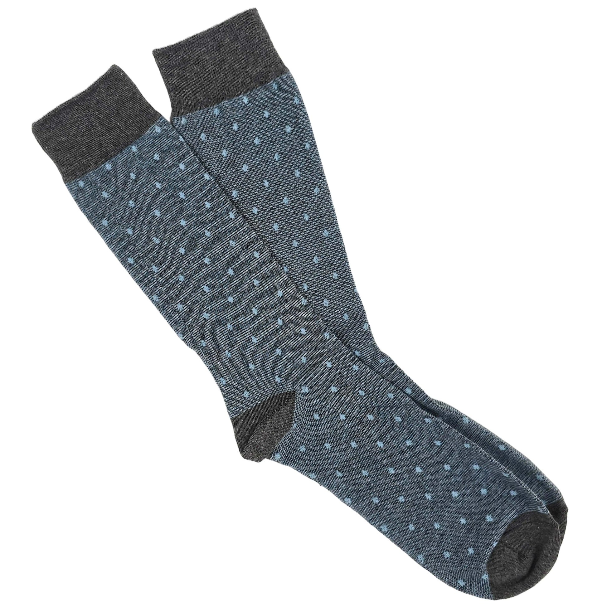 Blue Gray Polka Dot Jacquard Socks (Adult Large - Men's Shoe Sizes 8 - 12)
