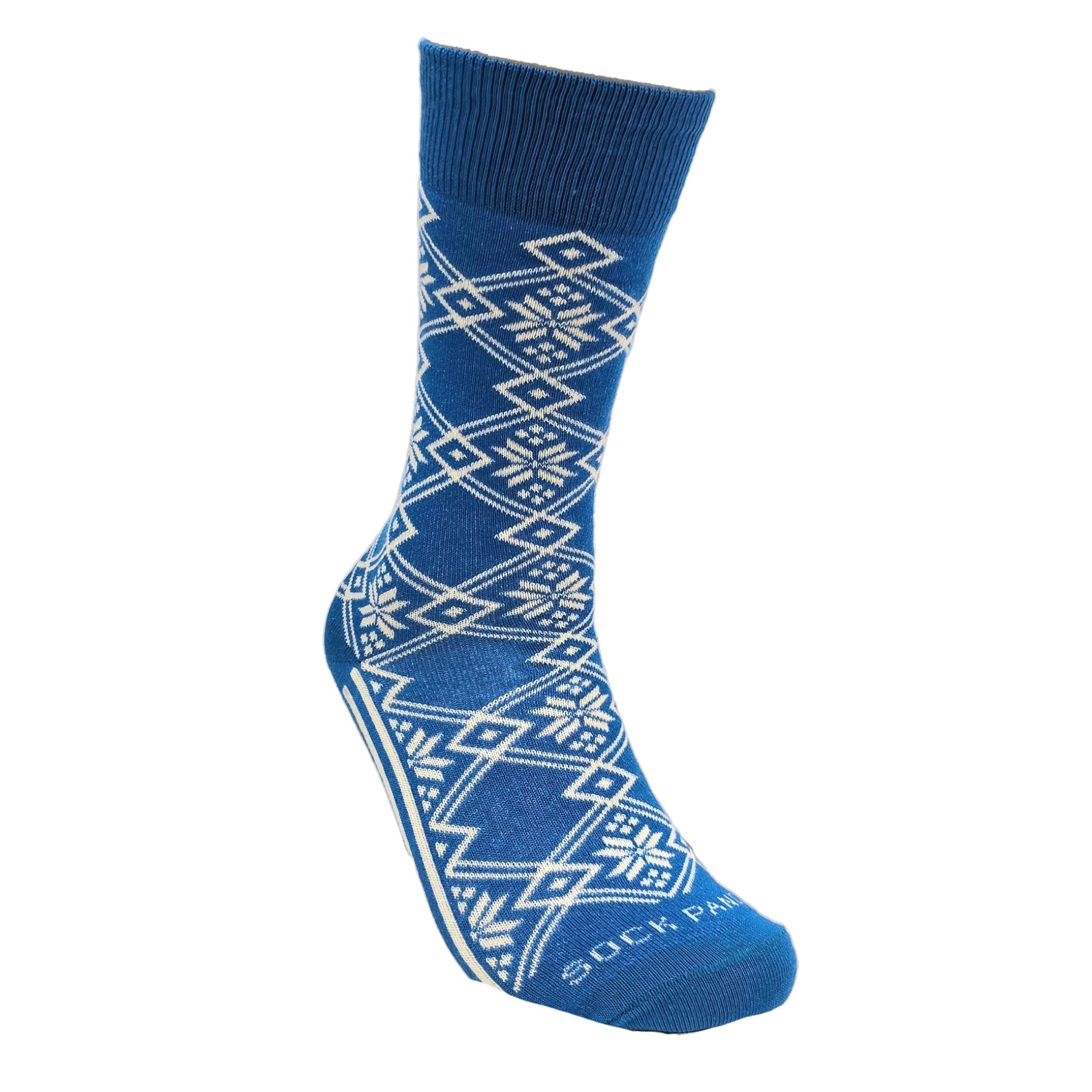Blue Snowflake Socks the Sock Panda (Adult Small - Shoe Sizes 2 - 5)
