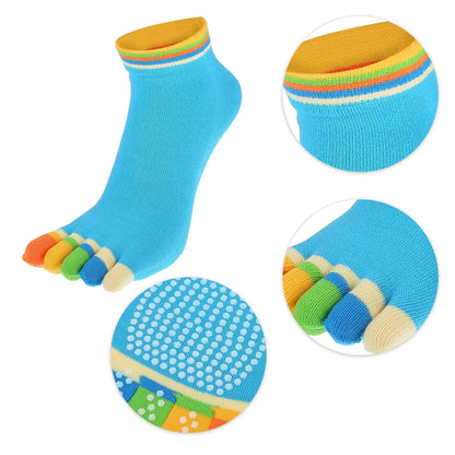 Blue Yoga Rainbow Toe Socks (Adult Medium - Women's Shoe Sizes 5 - 10)