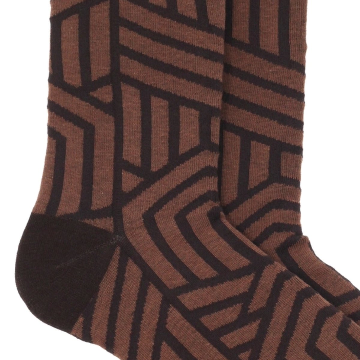 Brown Geometric Pattern Socks from the Sock Panda (Adult Large - Men's Shoe Sizes 8 - 12)