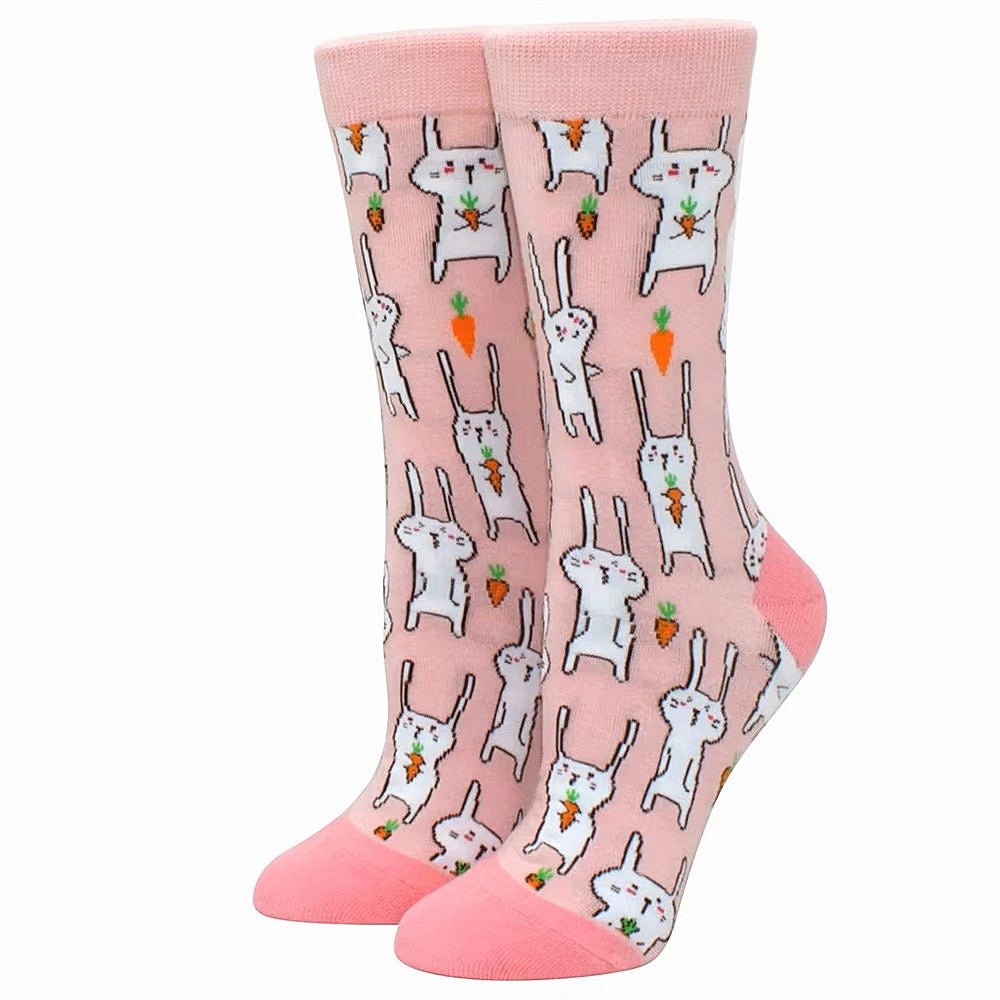 Bunny Rabbit and Carrots Socks from the Sock Panda (Adult Medium) RabbitCarrotMd