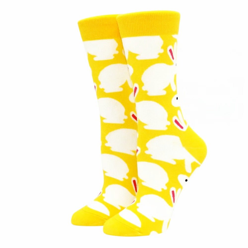 Bunny Rabbit Socks from the Sock Panda (Adult Medium) YellowBunnyCrMd