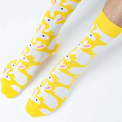 Bunny Rabbit Socks from the Sock Panda (Adult Medium) YellowBunnyCrMd