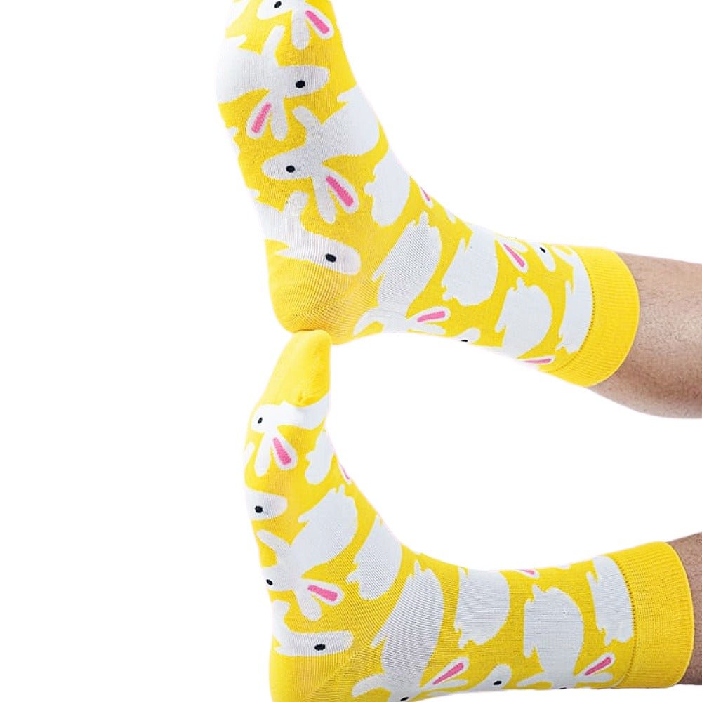 Bunny Rabbit Socks from the Sock Panda (Adult Medium) YellowBunnyCrMd