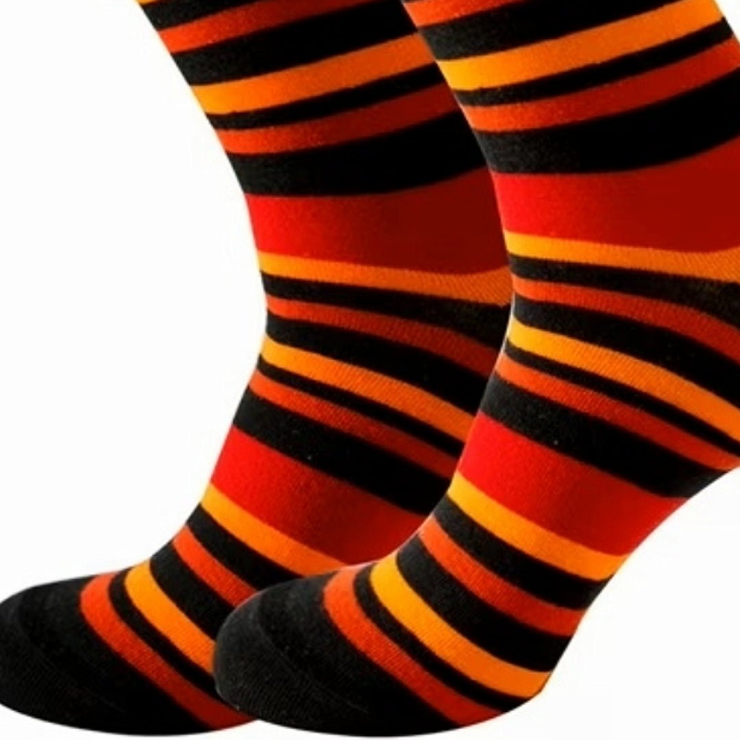 Burnt Orange Red Striped Socks from the Sock Panda (Adult Large)