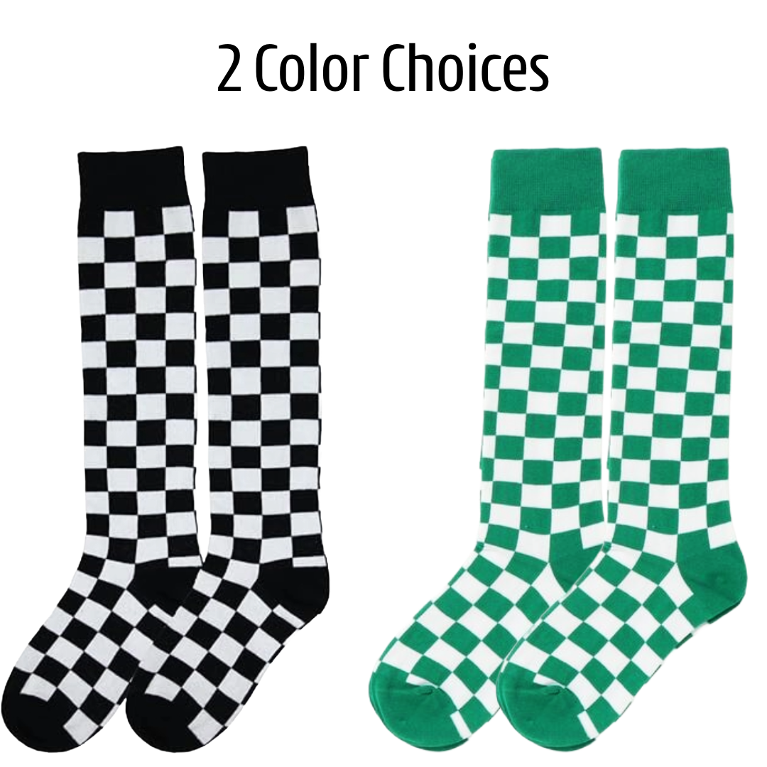 Checkered Pattern Knee High Socks (Adult Medium - Women's Shoe Sizes 5-10)